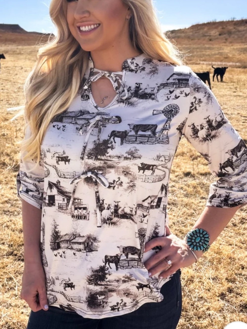 Farm Fresh Toile Bow Top